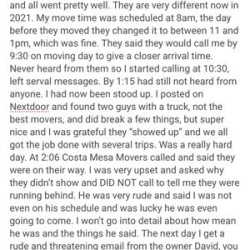 Latest review image uploaded by customer for Costa Mesa Moving Company.