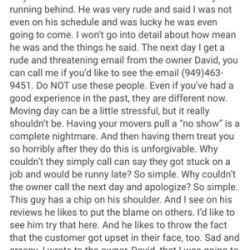 Latest review image uploaded by customer for Costa Mesa Moving Company.